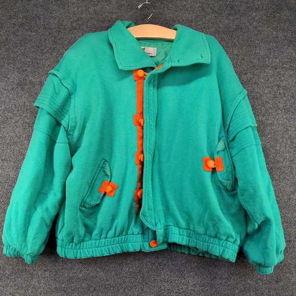 Why And 1/2 Ladies Jacket Long Sleeve Green Actual 52x23 Shoulder Pads Funny Pig - Picture 2 of 14